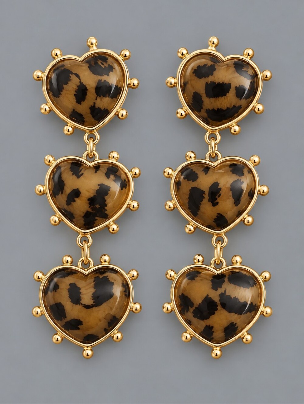 3/$30 CATO Leopard Print Heart Festival Drop Dangle Post Earrings